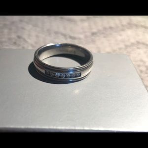 SOLD Men’s Titanium/Silver Diamond Ring Sz13